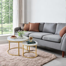 Nesting Coffee Tables Set of 2 Round Stacking Sofa Side Tables for Living Room