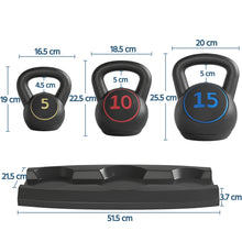 Costoffs 3pcs Kettlebell Weight Set HDPE Kettle Bell Weight Lifting Training with Storage Rack, 5/10/15lb Weights for Home Workout Gym Exercise Fitness Strength Training