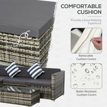 5pcs PE Garden Furniture Set with Cushions, Outdoor Corner Sofa, Patio Sectional Conversation Furniture Sets with Glass Top Coffee Table