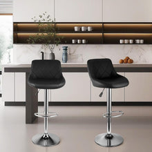 Modern Bar Stools Set Leatherette Exterior Adjustable Lift Chrome Footrest and Base for Breakfast Bar Counter Kitchen and Home Barstools