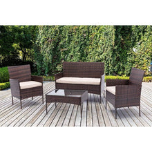 4pcs Rattan Outdoor Garden furniture sofa set with 2x Armchairs 1x Double Sofa & 1 table for indoor & outdoor