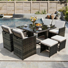 8 Seater Rattan Garden Furniture Cube Set Chairs Table Outdoor Patio Set