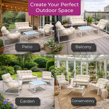 Neo 4 Piece Outdoor Patio Garden Furniture Set Cushions Metal Sofa Loveseat 2 Chairs Glass Coffee Table Balcony Backyard Conservatory