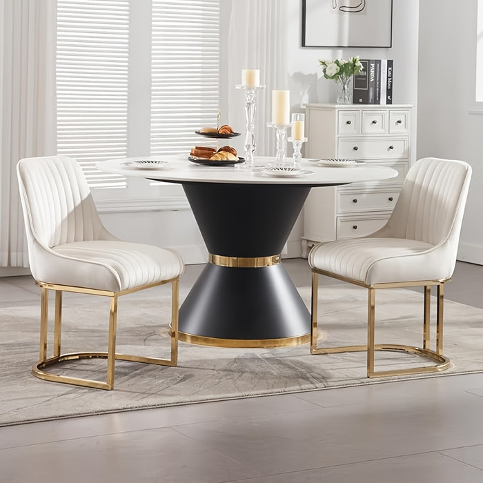 Wahson Dining Chair Set, 2-Piece, Velvet Padded Kitchen Corner Chairs, Quilted Elegant Backrest, Golden Metal Frame, Suitable for Kitchen, Living Room, and Dining Room, Available in 4 Colors