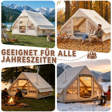 Inflatable Camping Tent with Chimney Opening And Roof Window, Air Pump Included for 2-10 People, Oxford Cloth Four-Season Inflatable Tent, Quick Setup Air Tent