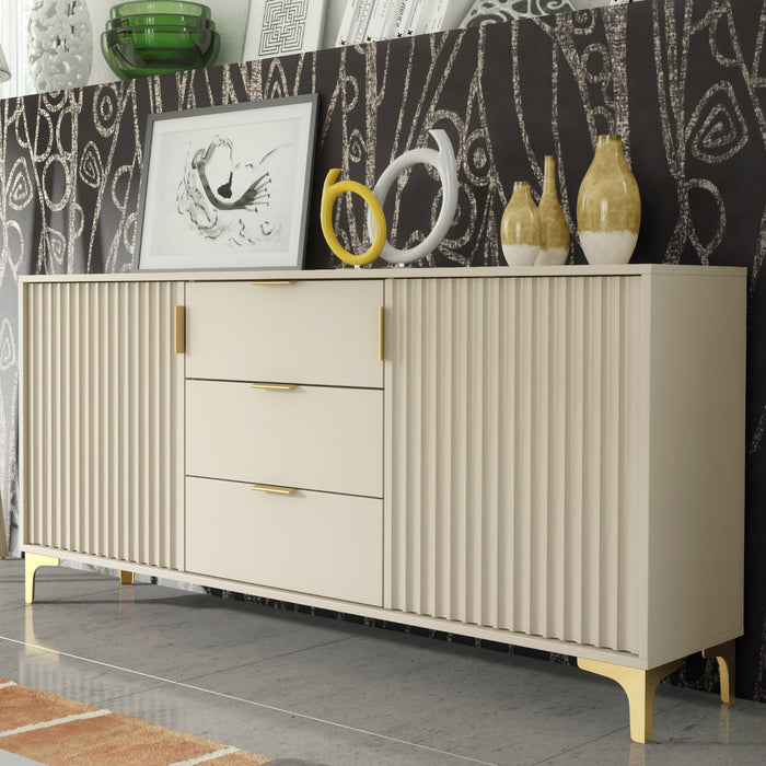 Tide Crest 140cm Modern Sideboard with Gold Accents and Storage