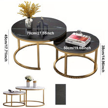 Nesting Coffee Tables Set of 2 Round Stacking Sofa Side Tables for Living Room