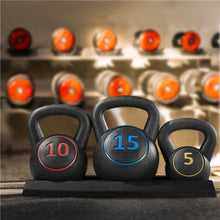 Costoffs 3pcs Kettlebell Weight Set HDPE Kettle Bell Weight Lifting Training with Storage Rack, 5/10/15lb Weights for Home Workout Gym Exercise Fitness Strength Training