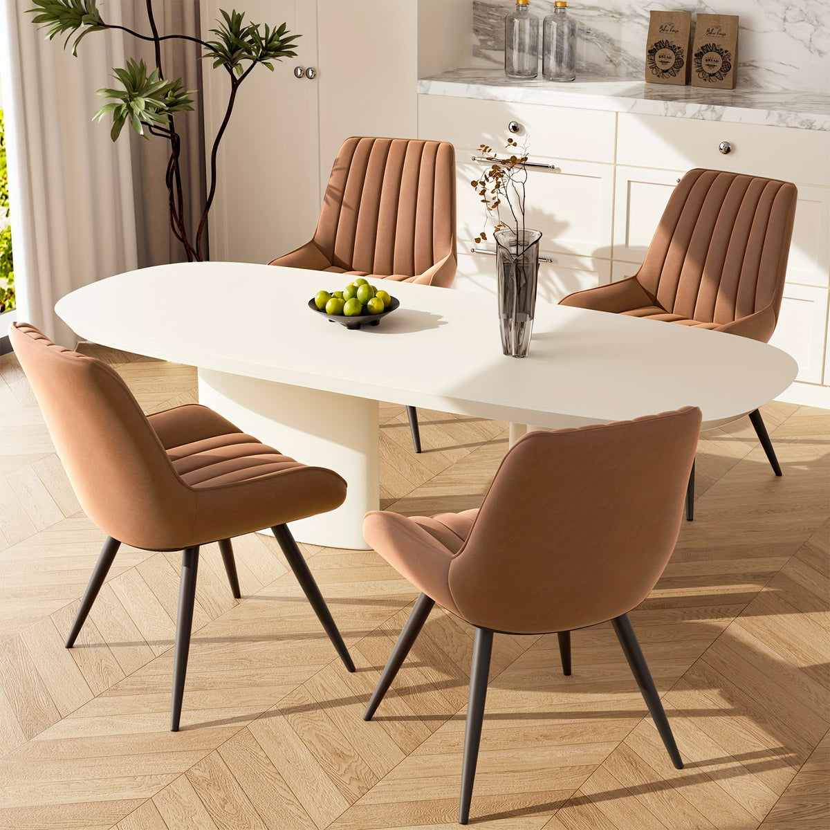 Dining Room Chairs, Set Of 4, Kitchen Chairs, Upholstered Chairs with Metal Legs, Living Room Chair with Backrest Seat Cushion, for Dining Room, Reception Chair, Office