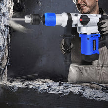 1500W Heavy Duty Rotary Hammer Drill, 3 Function, 4 Adjustable Speed And Adjustable Soft Grip Handle, Include 5 Drill Bits, Point And Flat Chisel with Case