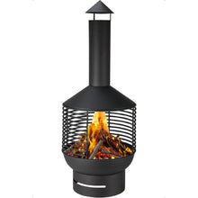 Chiminea Fireplace with Base and Cut-Out Style Chimney – Outdoor Garden Fire Pit Heater