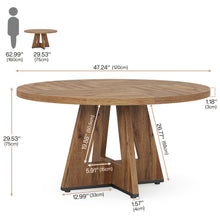 Round Dining Table Suitable for 4 People - 119.38 cm Retro Base & Engineered Wood Tabletop, Multi-Functional Kitchen Table for Dining Room, Conference Desk, Office Desk, Space-Saving for Small Homes, Assembly