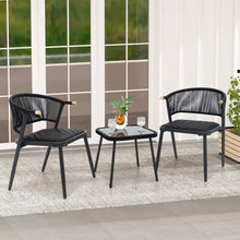 GOFLAME 3pcs Outdoor Wicker Furniture Set Rattan Chairs Set of 2 w/ Table