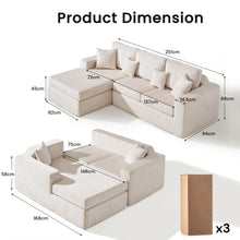 Modular Compressible Sofa with Free Combination, Space-Saving Split Corner Fabric Lazy Sofa, High-Density Foam Anti-Slip Base, Washable Corduroy Fabric, Suitable for Living Room And Apartment, Minimalist Modern Home Furniture