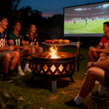 76cm Outdoor Fire Pit With Grill, Steel Fire Bowl for BBQ Camping Picnic, Garden Patio Heater Charcoal Log Wood Burner