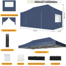 Nordivale 3m X 6m Instant Pop-Up Gazebo with 6 Sidewalls Comes with 4 Weight Bags for Added Stability, Easy to Set Up, Constructed From Durable Materials, Sunshine Protection, Perfect for Gardens, Parties And Seaside 6 Color Options