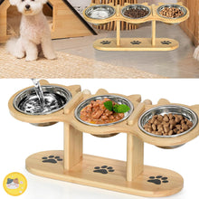 Cat and Dog Indoor Raised Feeding Bowl with Stand Elevated Cat Bowls Tilted Raised Dog Bowl with Stand 3 Dog Food Bowl Pet Feeding Set 42x16x15cm