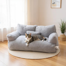 Grey Large Cat Sofa Bed, Puppy Couch with Backrest and Removable Pillows, Large 2 Sizes Available 55x38x18cm or 65x46x30cm