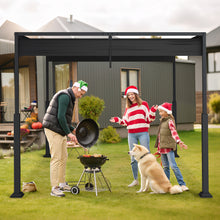 Pergola Garden Gazebo with Sliding Roof, Garden Arbours, Patio Canopy Gazebo Party Tent Metal Stable Garden Tent for Patio, Garden, Deck (Beige/Black)