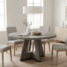 Round Dining Table Suitable for 4 People - 119.38 cm Retro Base & Engineered Wood Tabletop, Multi-Functional Kitchen Table for Dining Room, Conference Desk, Office Desk, Space-Saving for Small Homes, Assembly
