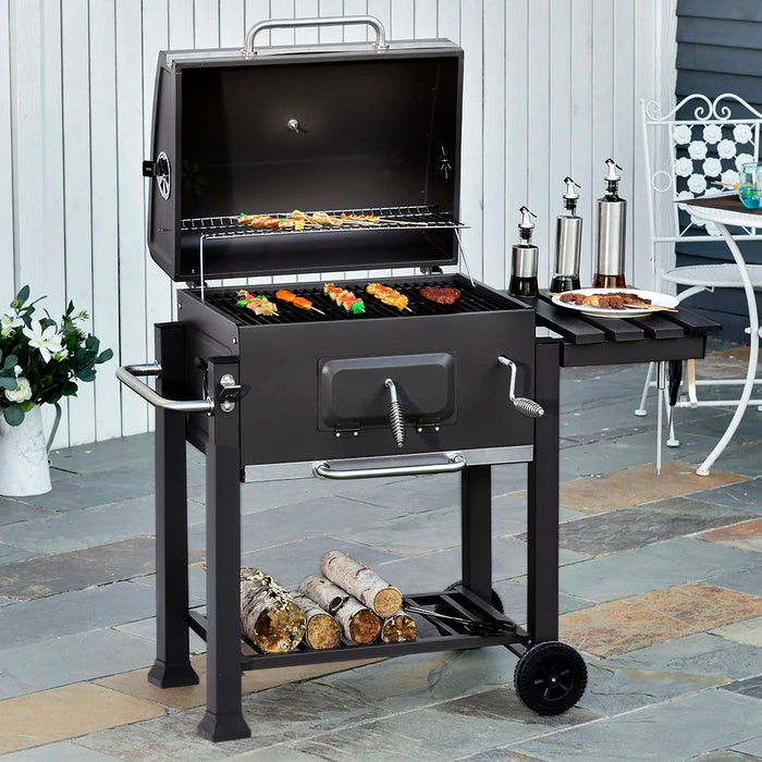 1PC Black Outdoor Terrace Grill – Commercial Cart Grill & Portable BBQ, Perfect for Outdoor Barbecue & Camping Gatherings, Size 113x45x100cm