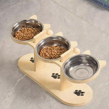 Cat and Dog Indoor Raised Feeding Bowl with Stand Elevated Cat Bowls Tilted Raised Dog Bowl with Stand 3 Dog Food Bowl Pet Feeding Set 42x16x15cm