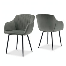 Set of 2 Upholstered Dining Chairs with Armrests and Solid Metal Base, Minimalist Style Chairs for Living Room, Kitchen and Bedroom