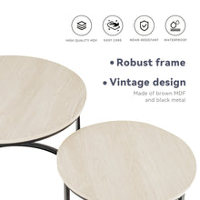 Round Coffee Table Nesting Table Set of 2, Side Table for Living Room, Multi-Functional Side Table, Metal Frame with Wood Sofa Table, Stacking Side Table for Bedroom, Balcony