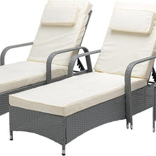 3 Pieces Rattan Sun Lounger Bed Recliner Outdoor Garden Chair & Side Table Set