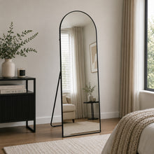 160x50cm Arched Full Length Mirror Black Aluminium Frame Floor Standing Bedroom