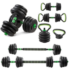 Trintion 20KG 5-in-1 Adjustable Dumbbell Set with Barbell Kettlebell - Home Gym Weights Set for Men Women Includes Resistance Bands (5-Pack), Ab Roller & Gloves - Free Weights for Full Body Workou