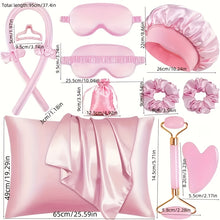 13pcs Sleep Hairstyle Design Tool Set | Curler And Facial Massager, Pillowcase, No Heat Curling Kit, Overnight Curler, Sleeping Eye Mask, Women'S Face Roller Light Beige Care Tools Black/Pink/Purple 3 Colors for Choose