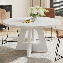 Round Dining Table Suitable for 4 People - 119.38 cm Retro Base & Engineered Wood Tabletop, Multi-Functional Kitchen Table for Dining Room, Conference Desk, Office Desk, Space-Saving for Small Homes, Assembly