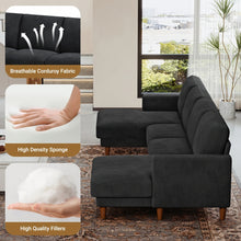 269cm U-Shaped Corduroy Sectional Sofa, Extra Deep Seat Chaise Lounge Couch, Easy Assembly Large Living Room Sofa