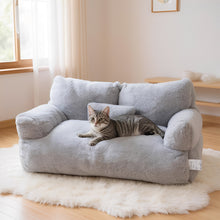 Grey Large Cat Sofa Bed, Puppy Couch with Backrest and Removable Pillows, Large 2 Sizes Available 55x38x18cm or 65x46x30cm