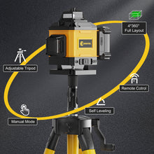 Laser Level 360 Self Leveling, Green Line 4D 16 Lines Laser Leveler Tool Cross Laser with Platform Wall-Mount Bracket Target Plate Carrying Box 2 Batteries Set