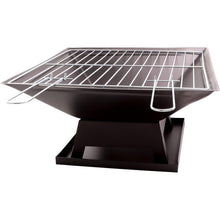 Square Outdoor Fire Pits, Portable Fire Pit with Poker, Grate, Grill and Cover