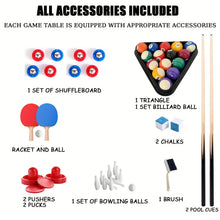 6-In-1 Multi-Game Table Folding Pool Table, Billiards, Hockey, Table Tennis, Bowling, And Shuffleboard with All Additions for Adults