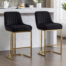 Set of 2 Velvet Bar Stools Without Arms by Wahson, Featuring a Stylish Quilted Backrest, Perfect for Kitchen Counters, Home Bars, Or Restaurants