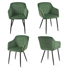 Set of 2 Upholstered Dining Chairs with Armrests and Solid Metal Base, Minimalist Style Chairs for Living Room, Kitchen and Bedroom