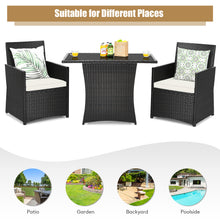 GOFLAME 3 Pieces Patio PE Wicker Set Space-saving Outdoor Conversation Set-White