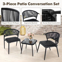 GOFLAME 3pcs Outdoor Wicker Furniture Set Rattan Chairs Set of 2 w/ Table
