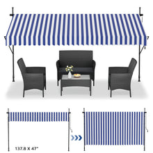 Retractable Patio Awning Measuring 350.01 X 119.38 cm, Featuring a Manual Crank Handle, Designed As a Sunshade Shelter for Outdoor Patios. This Canopy Can Be Adjusted in Height from 78.7 to 299.97 cm, Suitable for Patios, Balconies, Or Yards