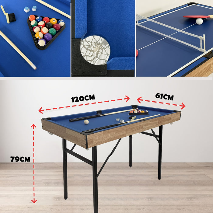 6-In-1 Multi-Game Table Folding Pool Table, Billiards, Hockey, Table Tennis, Bowling, And Shuffleboard with All Additions for Adults