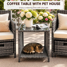 2 Seater Rattan Garden Sofa Set with 2 Armchairs, 2 Ottomans & Storage Coffee Table, Outdoor Patio Conversation Furniture, PE Wicker Chairs for Balcony
