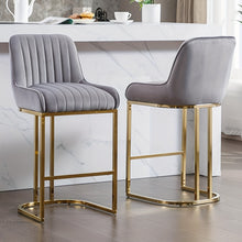 Set of 2 Velvet Bar Stools Without Arms by Wahson, Featuring a Stylish Quilted Backrest, Perfect for Kitchen Counters, Home Bars, Or Restaurants