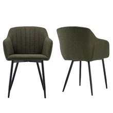 Set of 2 Upholstered Dining Chairs with Armrests and Solid Metal Base, Minimalist Style Chairs for Living Room, Kitchen and Bedroom
