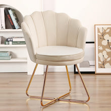 Vanity Chair With Back, Velvet Shell Accent For Living Room, Criss Cross With Golden Legs, Makeup For Bedroom Desk No Wheels, Khaki, Pink, Black, White, Grey