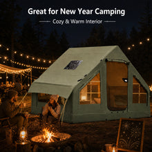 Army Green Outdoor Camping Inflatable Tent Mobile House, 8-10 Person Tents. Extra-Large Space for Comfortable Leisure, Picnics, and Barbecues. Portable, Foldable, and Easy to Store. Features Doors and Windows. Provides Ventilation, Warmth and Comfort