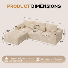 Modern Modular L-Shaped Sofa Striped Upholstered Couch Shaped Sectional Sofa Scandinavian Style Comfortable Seating for Home/Apartment